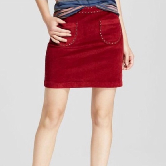 Mossimo Burgundy Velvet Mini with Studs - 14 - Picture 2 of 5
